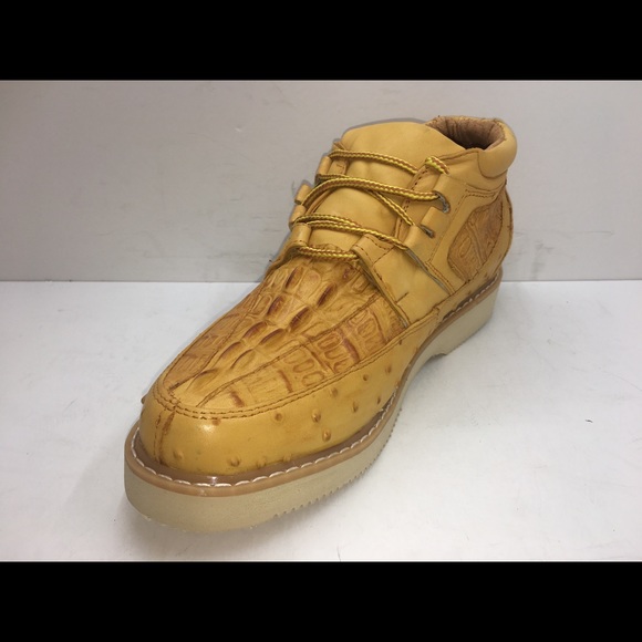 Men’s Crocodile/Ostrich Print Leather Shoes lightweight soft and comfy 1214 - Picture 3 of 5